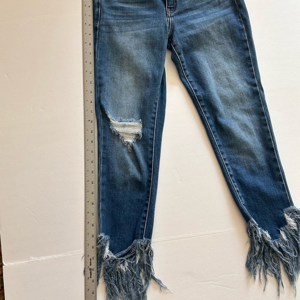 Kancan Womens Jeans 5/26 Blue Audrina Mid Rise Ankle Skinny Jeans Fringe‎ Y2K - Picture 14 of 14